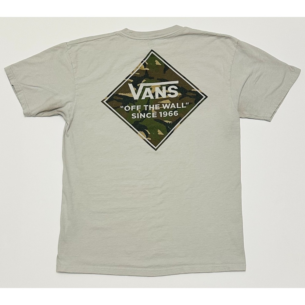 Vans Mens Medium Gray Camo Diamond Logo‎ Off The Wall Graphic T-Shirt Tee